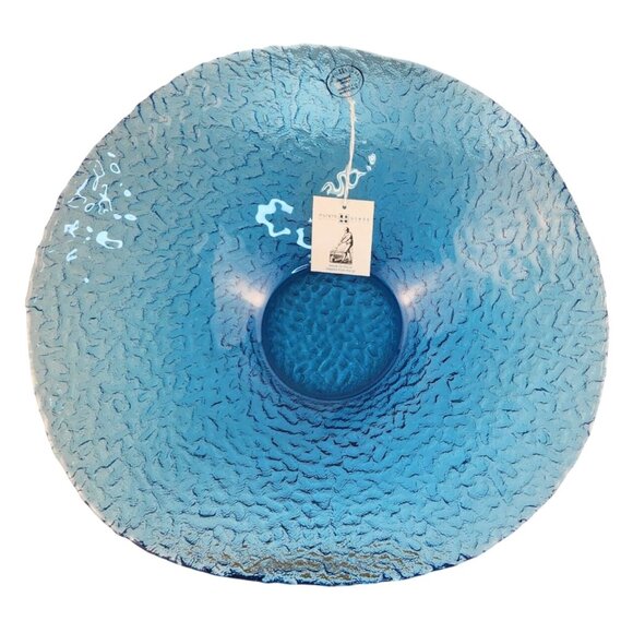 Murero Glass Empoli Italy Decorative Bowl Hand Blown Recycled glass Aqua Blue Te - Picture 1 of 11